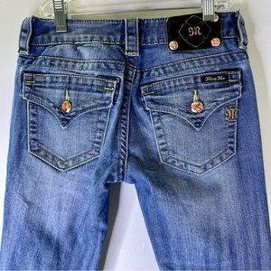 Miss Me Signature Boot 25 Jeans Mid Wash Distressed Rose Gold